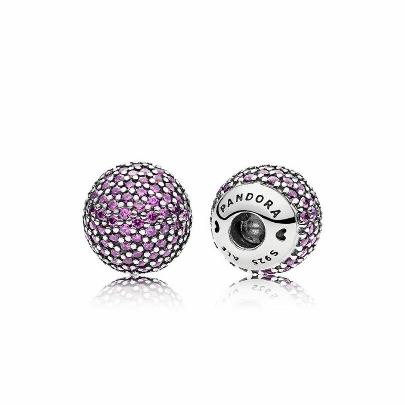 Pandora Pavé Open Bangle Caps - Sterling Silver/Purple/Cubic Zirconia - Canada | PY1444PS